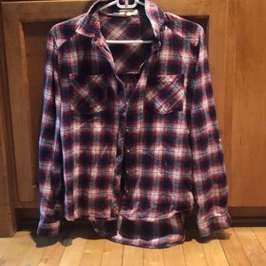 Love notes red, navy, and white plaid long sleeve